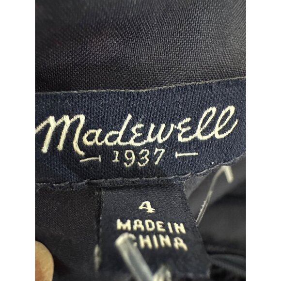 2/$30 Madewell Navy Lace Dress Size 4 Silk Trim & Polyester Lining - Picture 3 of 15